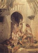 Eugene Giraud Femmes d'Alger,interieur de cour (mk32) oil painting artist